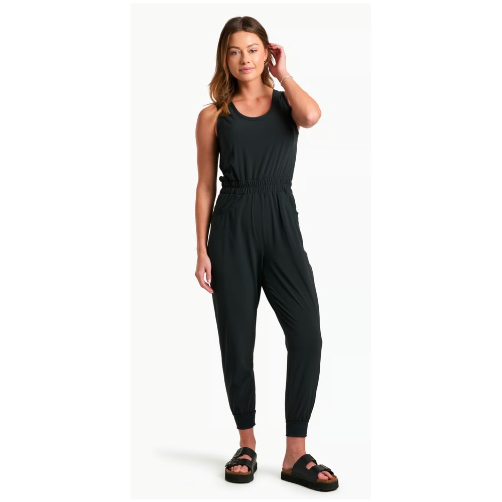 KUHL Vantage Jumpsuit Women S Black Sleeveless Cross Back Granola Girl